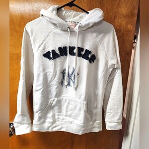 PINK Victoria's Secret White Hoodie with Dark Blue Details